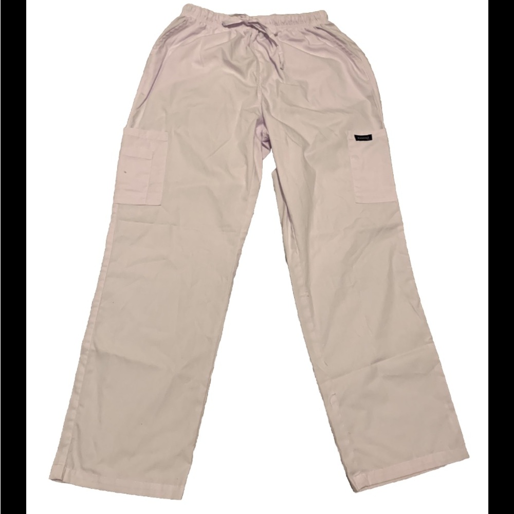 Dagacci Unisex Scrub Pants White Cargo Pockets Size Large